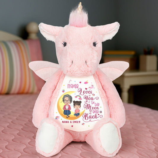 I Love You To The Moon And Back - Personalized Stuffed Unicorn