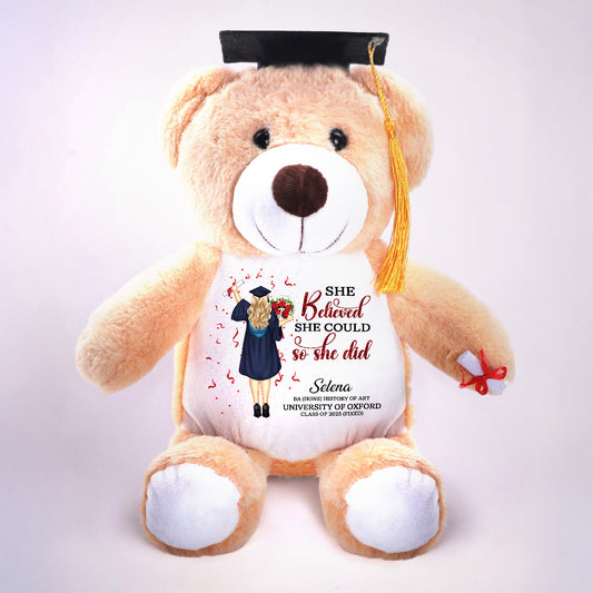 She Believed She Could So She Did - Personalized Graduation Teddy Bear