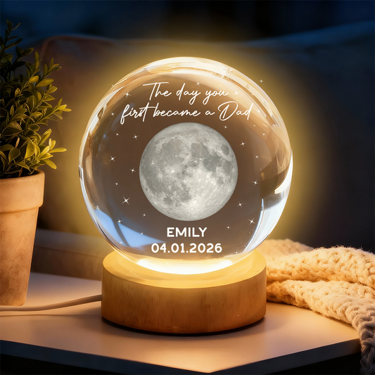 The Day You First Became A Mom - Personalized Crystal Ball Night Light
