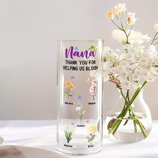 Thank You For Helping Us Bloom - Personalized Glass Vase