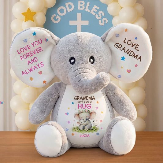 Grandma Sent You A Hug - Personalized Stuffed Elephant