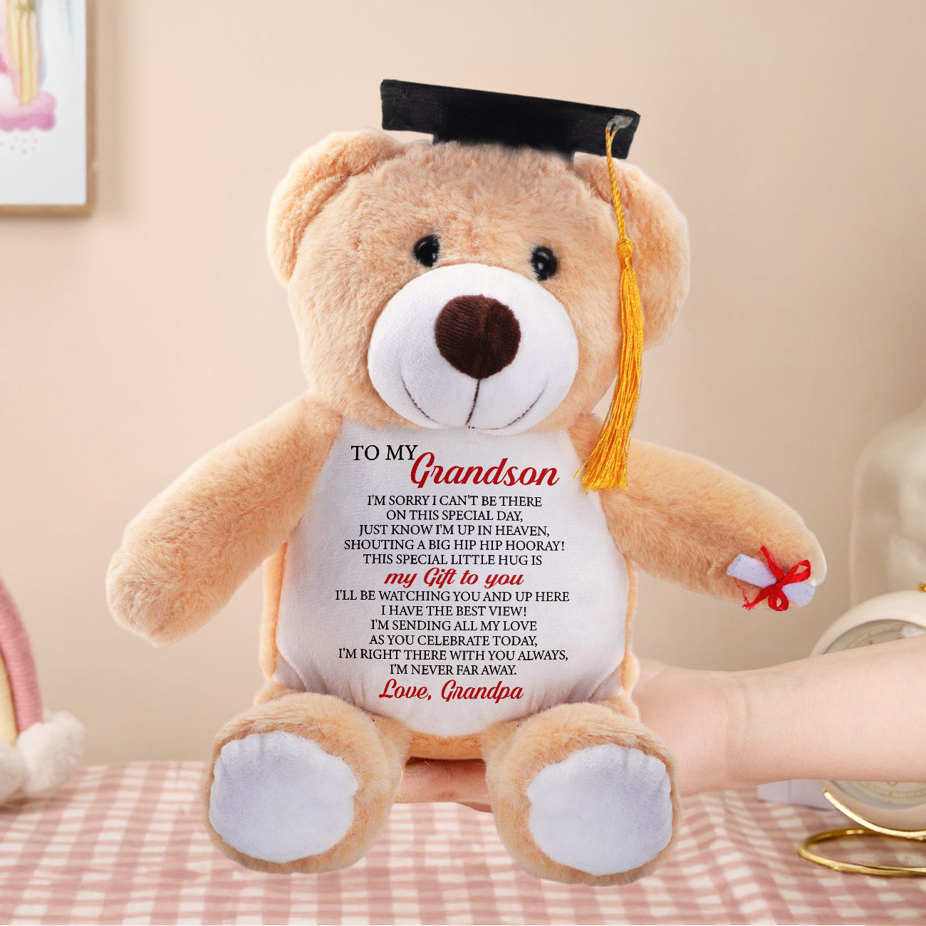 Personalisiertes Abschluss-Geschenk: GraduationBär Mit Text/Name (20 Cm, Inkl. Hut & Diplom) – Für Schule/Uni 2024